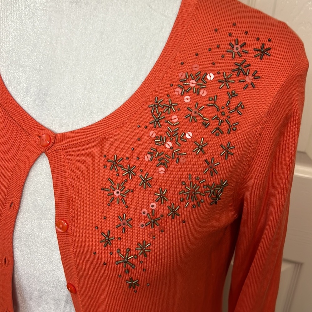 Coldwater Creek Orange Cardigan Sweater Size M - Picture 2 of 8